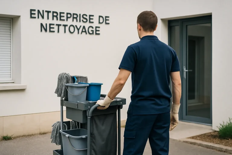 Technicien de nettoyage effectuant un travail dans un appartement à Longévillle-sur-Mer avec des équipements modernes.