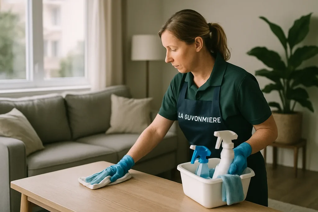 Un professionnel nettoyant un appartement à La Guyonnière, illustrant les services offerts.