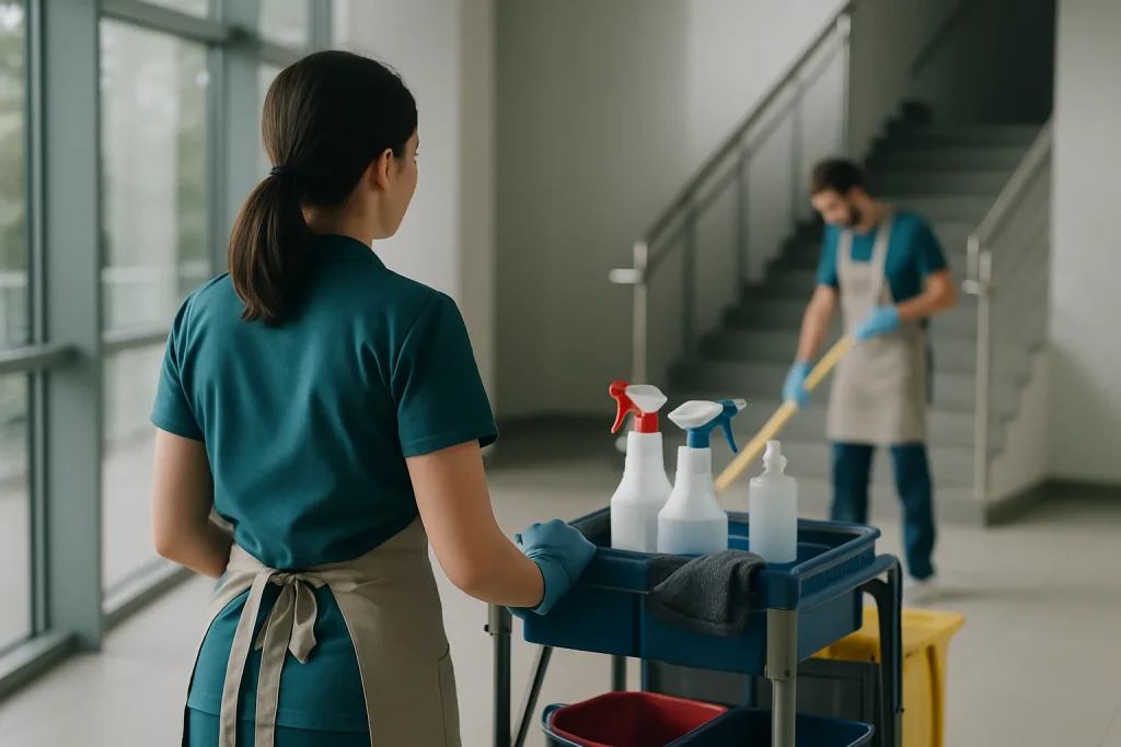 Équipe de nettoyage professionnelle à Coex nettoyant un appartement