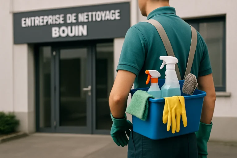 Équipe de nettoyage professionnelle travaillant dans un appartement à BOUIN.