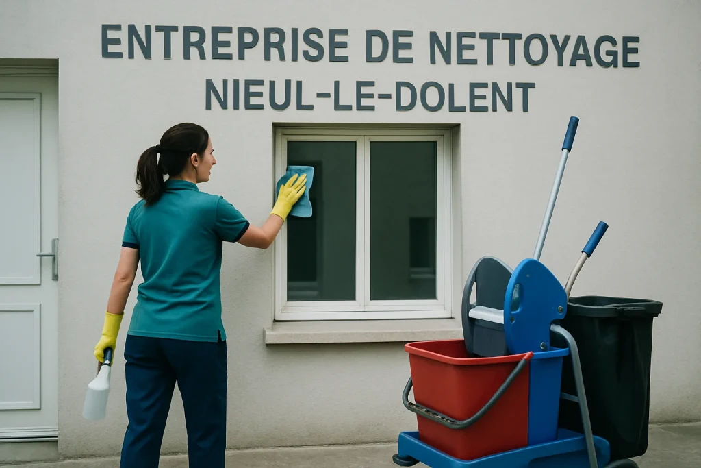 Équipe de nettoyage professionnelle effectuant un nettoyage dans un appartement à Nieul-le-Dolent.