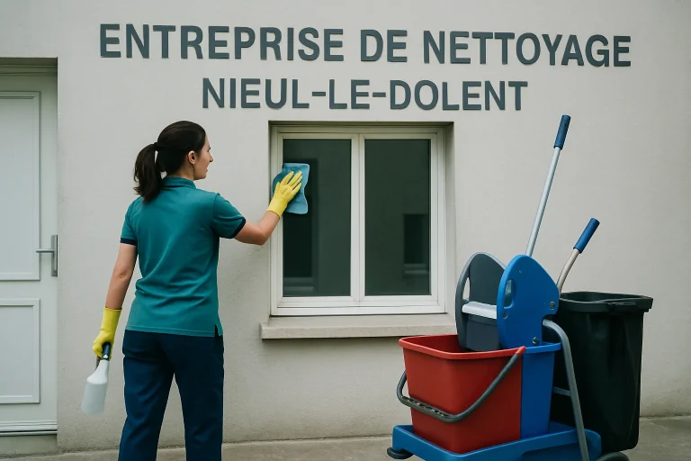 Équipe de nettoyage professionnelle effectuant un nettoyage dans un appartement à Nieul-le-Dolent.