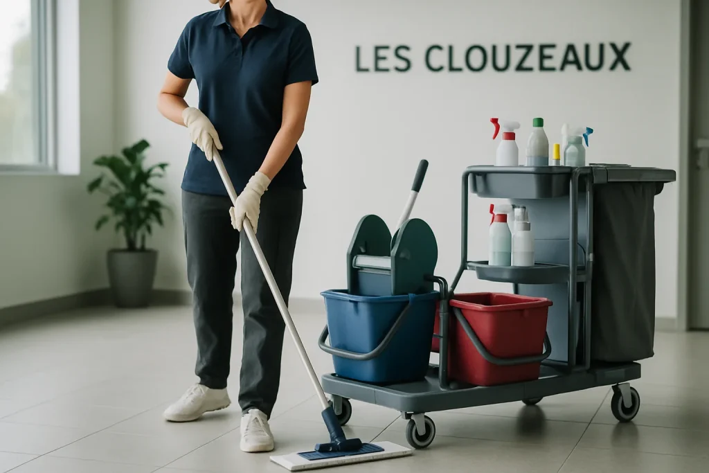 Un technicien de nettoyage en pleine action dans un appartement insalubre à Les Clouzeaux.