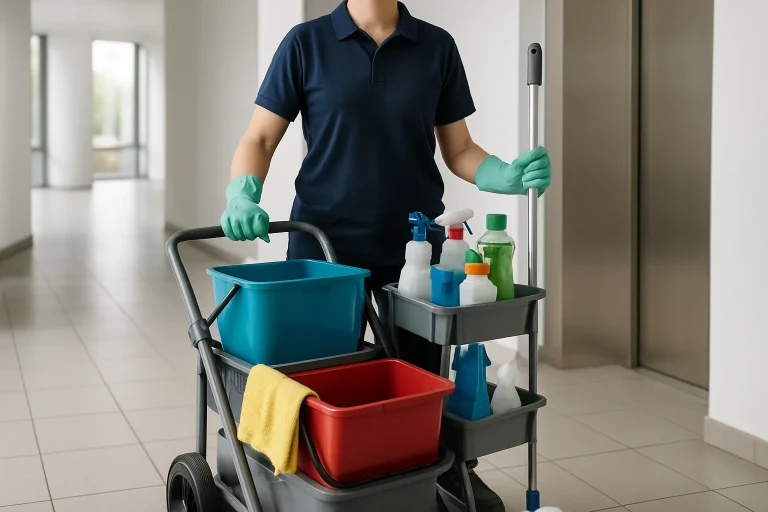 Équipe de nettoyage professionnelle en train de nettoyer un appartement à Le Fenouiller.