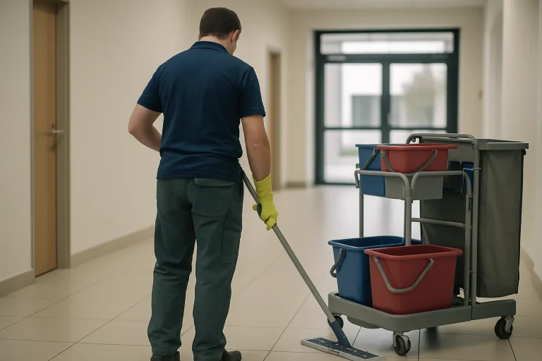 Une équipe de nettoyage professionnelle en train de nettoyer un appartement à La Mothe-Achard.